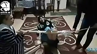 Arab husband punishes his wife with falaka